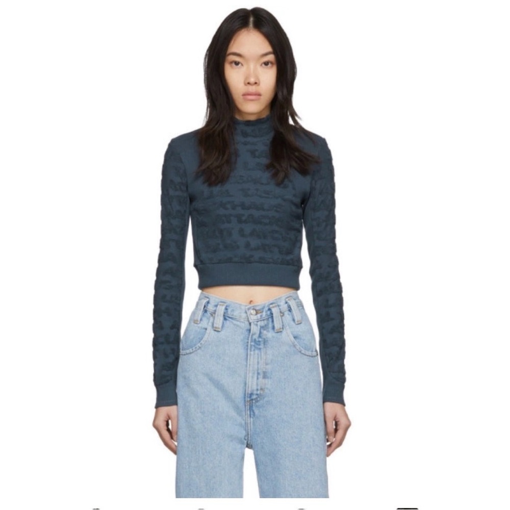 Eckhaus Latta Blue Anagram Cropped Turtleneck